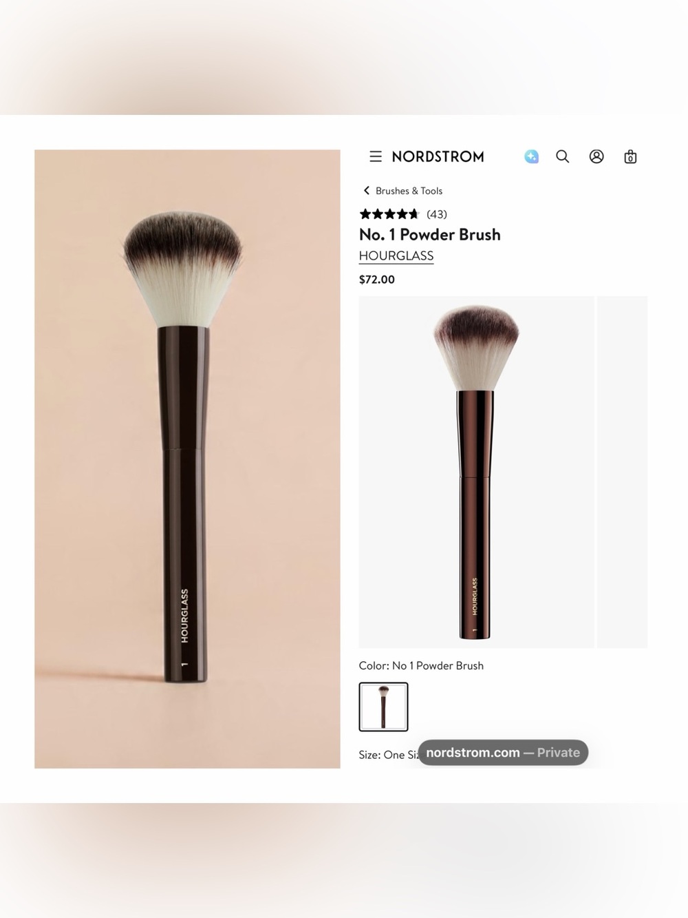 HOURGLASS No. 1 Powder Brush. New! MSRP $72.